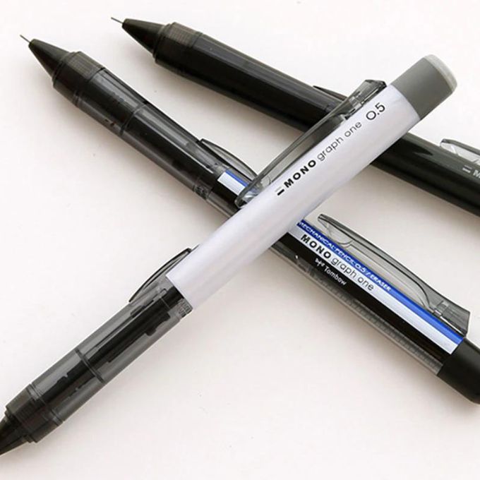 Tombow Mono One Portamina Ricaricabile Blu Trasparente, Con Gomma A Punta Fine E Meccanismo A Rotazione