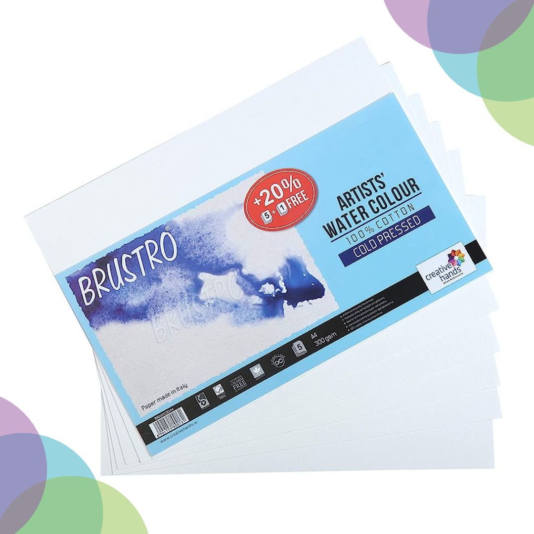 BRUSTRO Watercolour Paper 300 GSM A4 100 cotton Hakimi Stationers